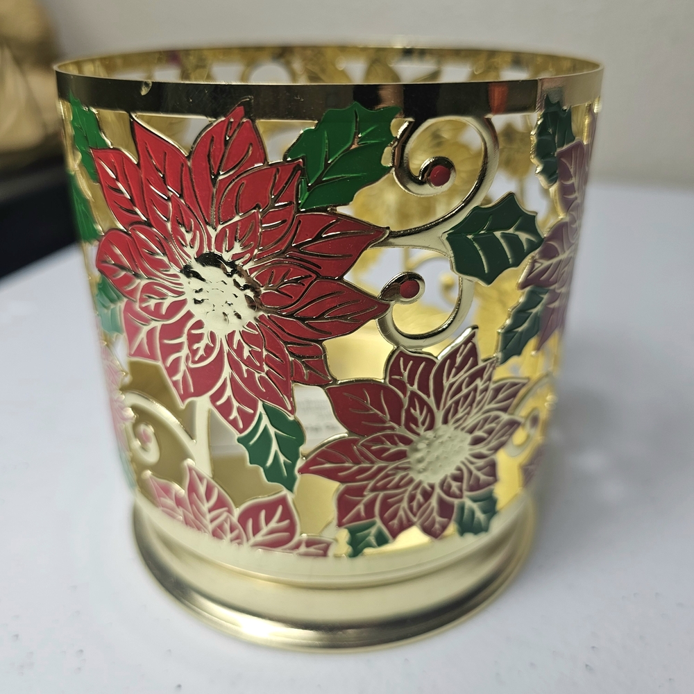 Bath And Body Works Gold Floral Candle Holder